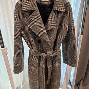 Women's Black and White winter wool  Coat